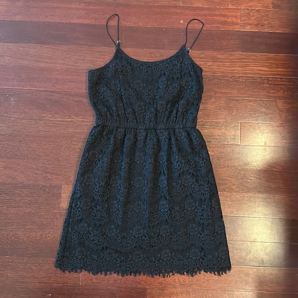 Madewell black lace spaghetti strap dress